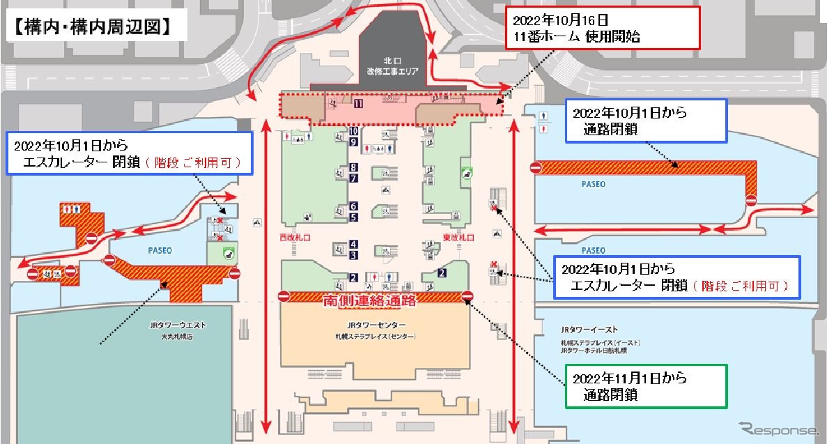10月1日から段階的に設備が閉鎖される札幌駅。