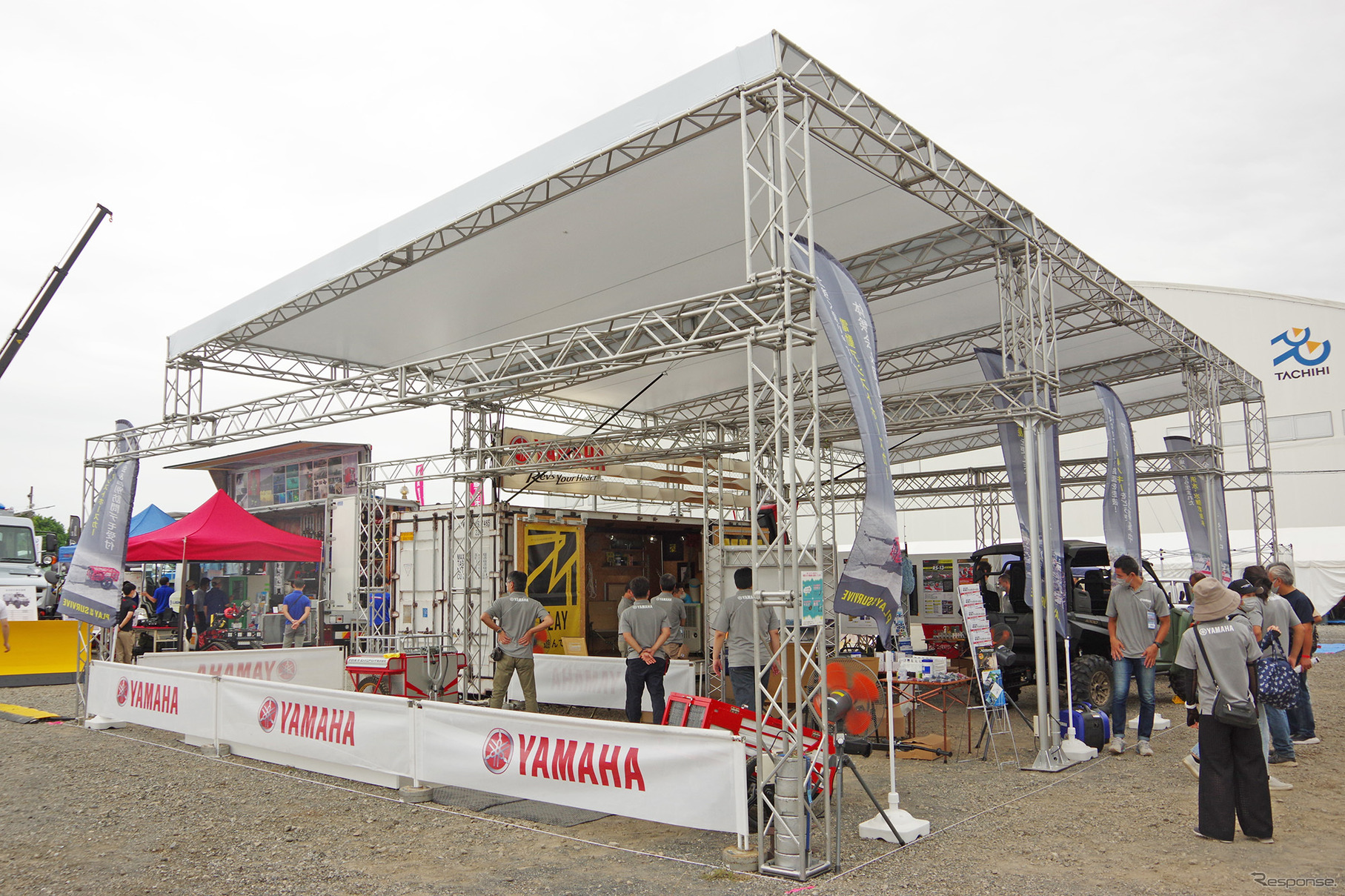 「RESCUE EXPO in 立川」で「遊んで 備える」を掲げ出展したヤマハ発動機のブース