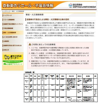 自動車不具合起因の事故・火災情報を公表へ…国交省