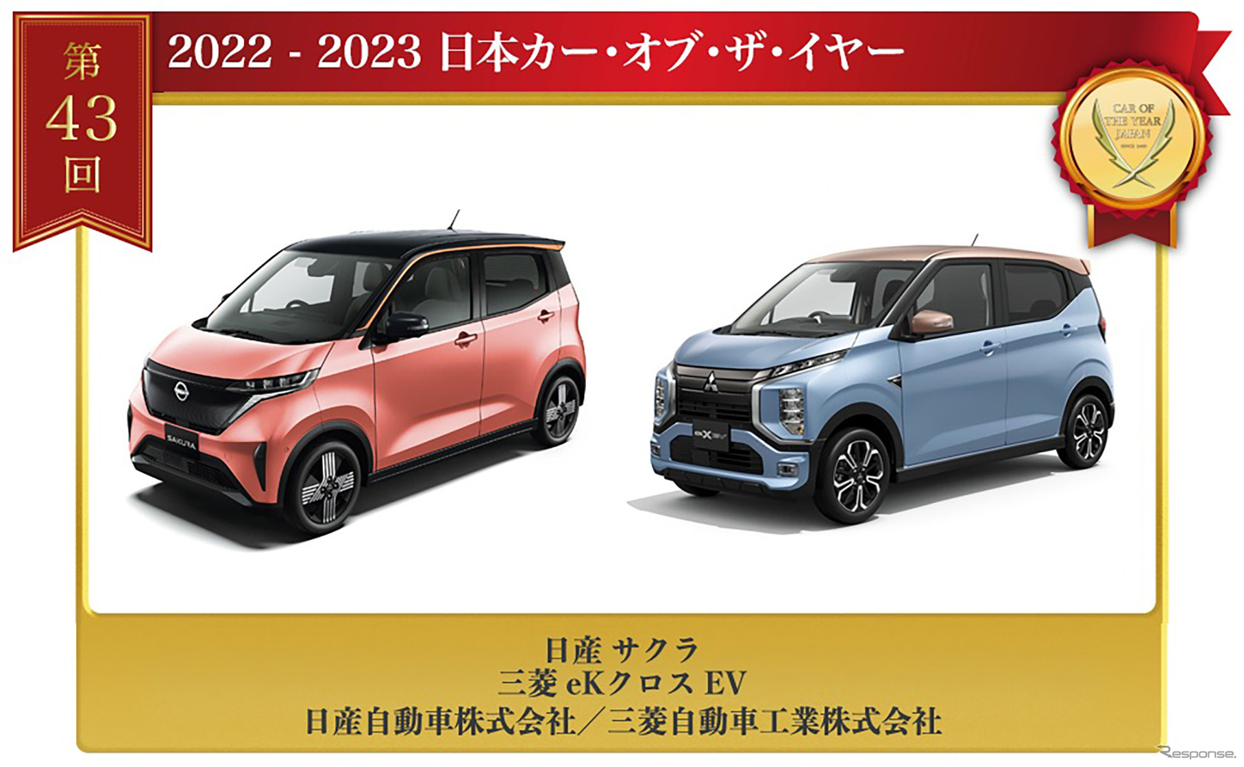 「2022-2023日本カー・オブ・ザ・イヤー」を受賞した日産『サクラ』/三菱『eKクロスEV』