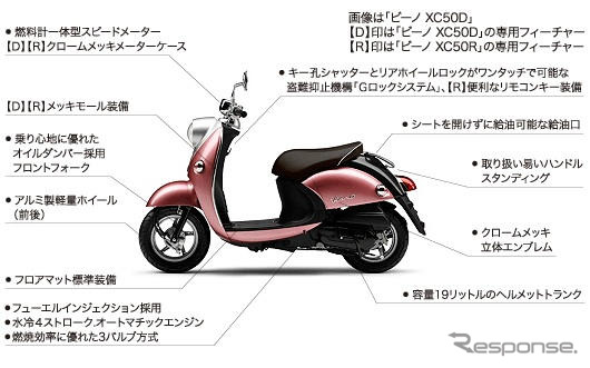 ヤマハ ビーノ 09年モデル発表…カラーリングを変更