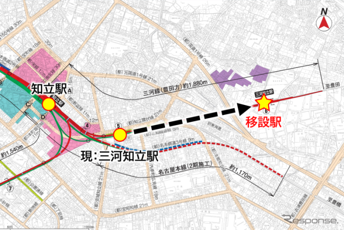 三河知立駅の移設概要。