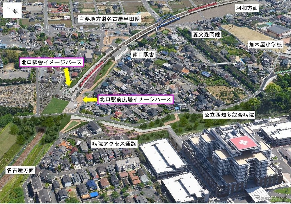 加木屋中ノ池駅のイメージパース。