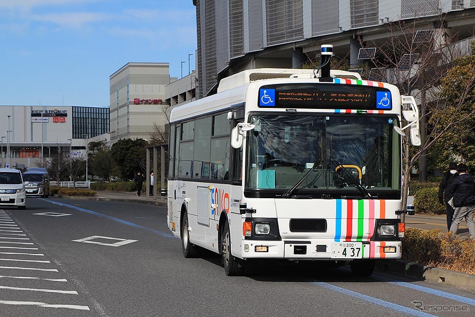 埼玉工業大学の自動運転バス（千葉・幕張新都心 1月22日）