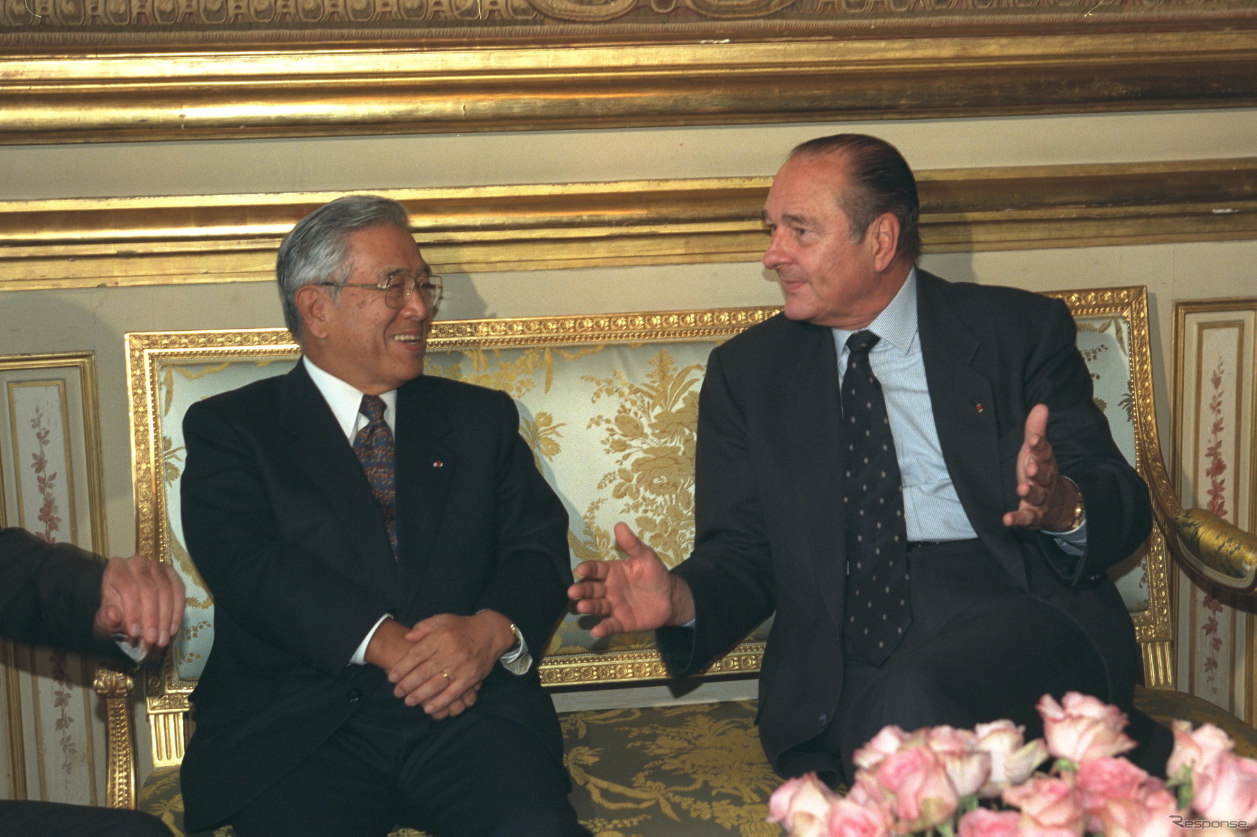 1998年、フランスのシラク大統領と会談する豊田社長