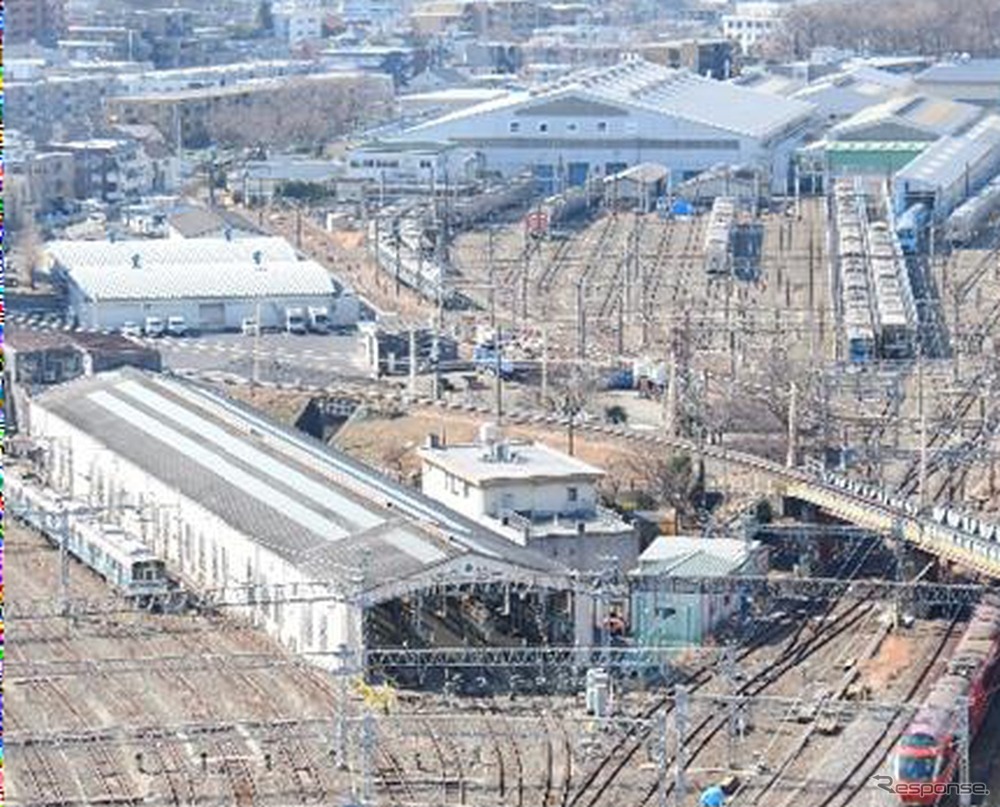 開設当時は私鉄屈指の総合車両工場だった大野総合車両所。その後、周辺の宅地化により拡張が困難になり、老朽化も進んだ。