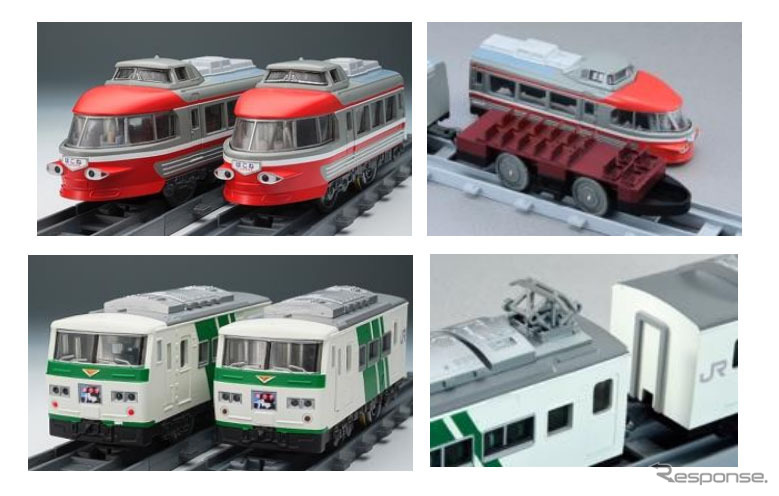 上：小田急ロマンスカー3100形NSE/下：185系特急電車（踊り子・緑ストライプ）