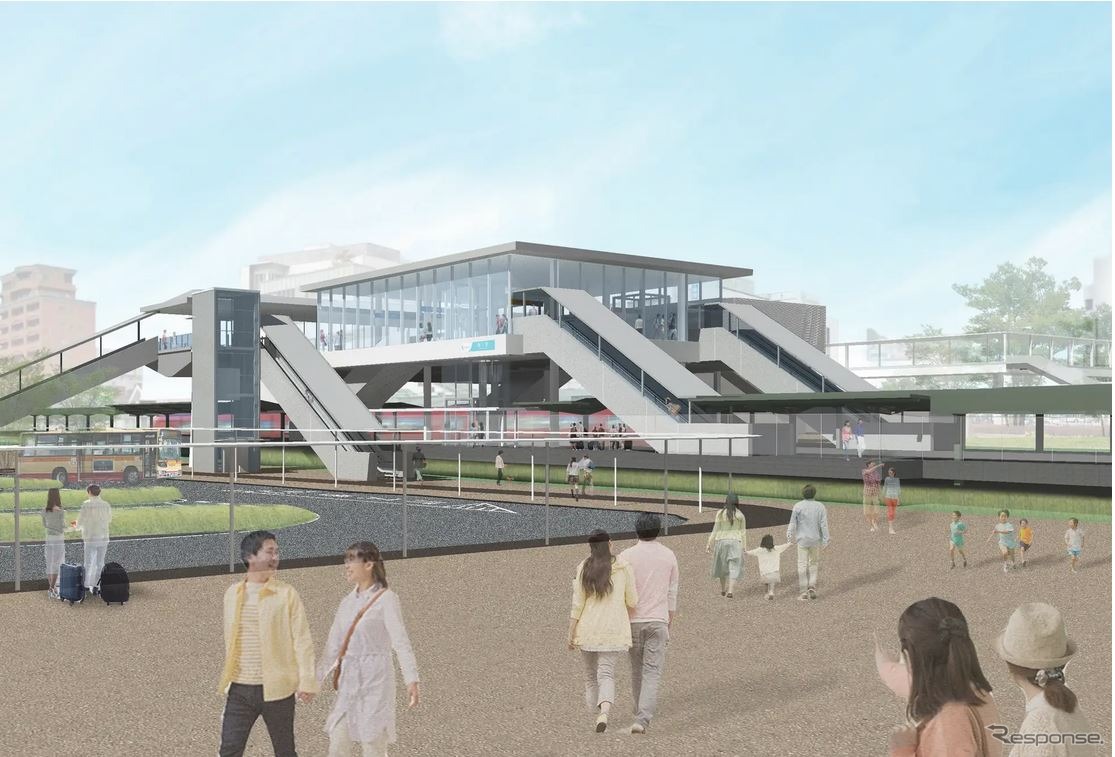 橋上駅舎化が図られる鶴川駅のイメージ。2023年度は関係自治体と協定を締結し、藤沢駅とともに工事に着手する予定。