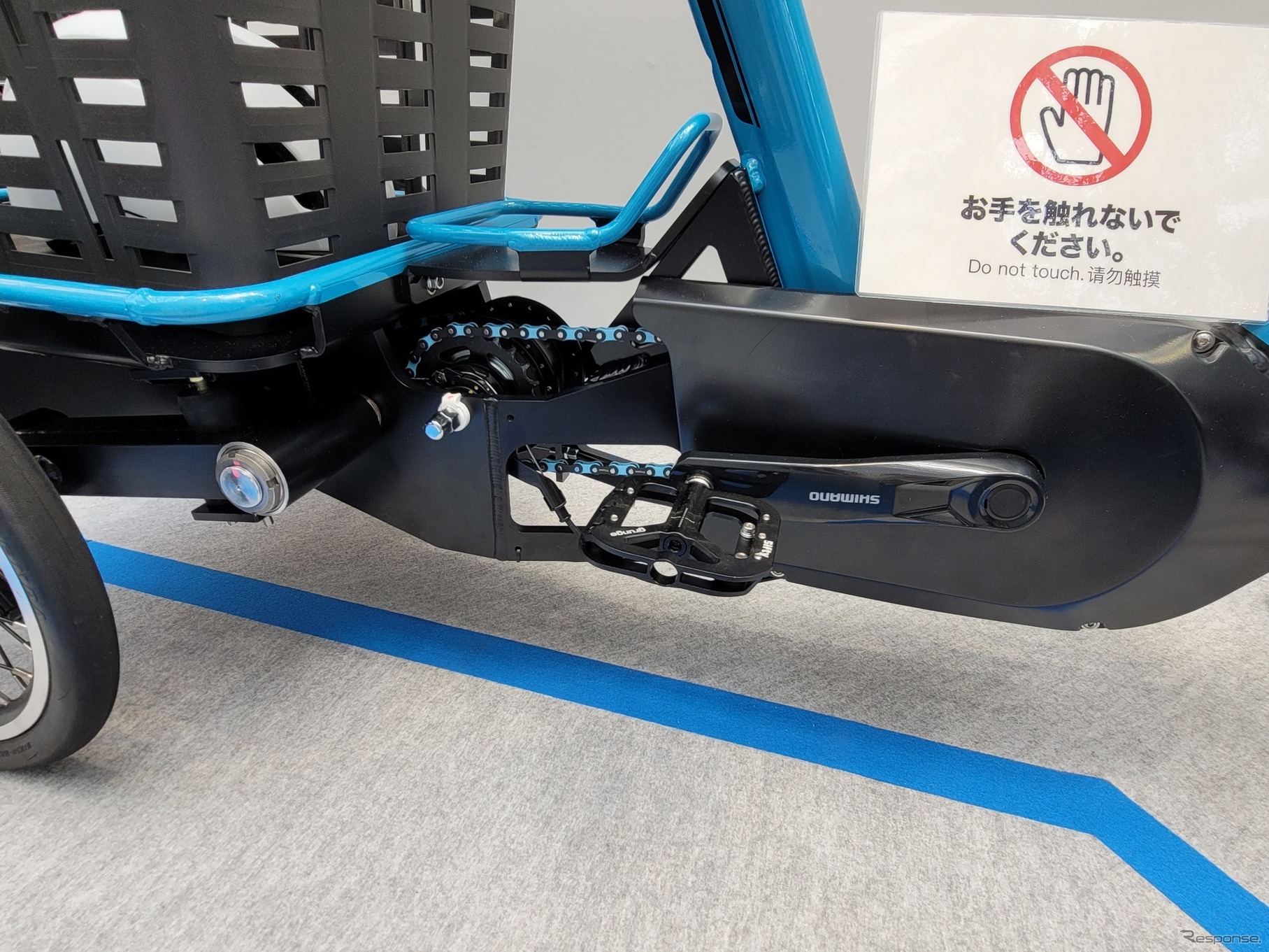 「e-Cargo」コンセプトモデルの駆動部。チェーンは椿本チエイン自慢の3倍強いオリジナル品。