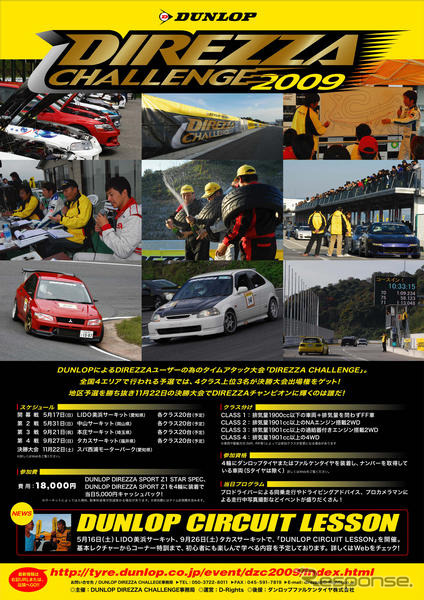 ダンロップ、DIREZZA CHALLENGE 2009 を後援