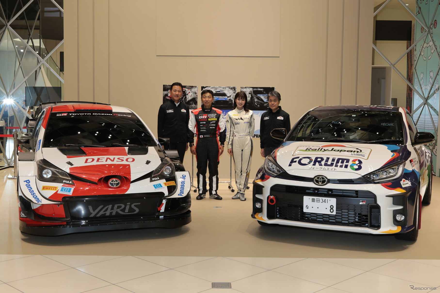 WRCマシン、GRヤリスのレプリカとフォーラムエイト・ラリージャパン2023PRカー（6月に開催された「フォーラムエイト・ラリージャパン2023PRイベント」にて）