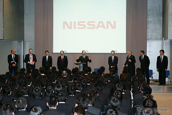 日産入社式、ゴーン社長「嵐の後のビジョンを明確に」