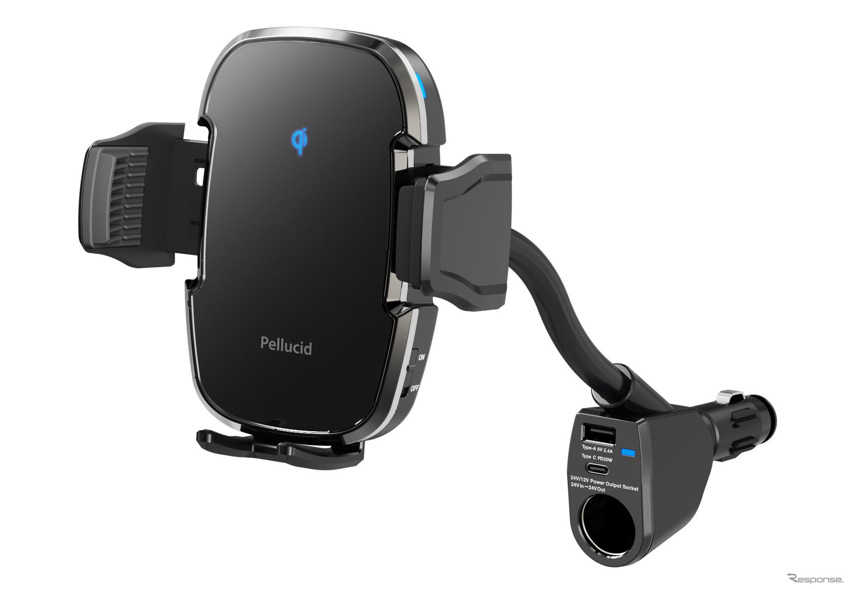 ペルシード・スマホホルダー ワイヤレス充電 自動開閉 アクセサリソケット取付（PPH2303）