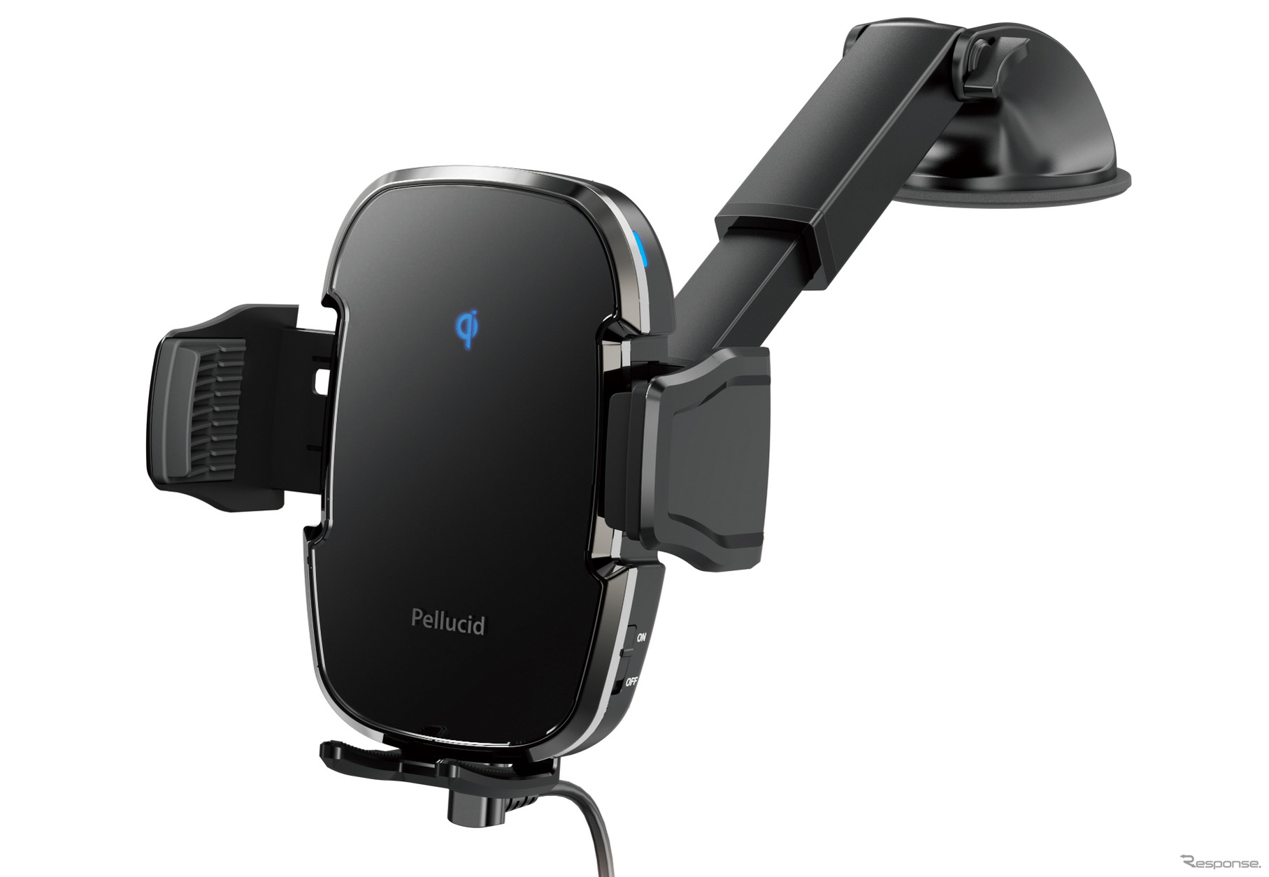 ペルシード・スマホホルダー ワイヤレス充電 自動開閉 ロングアーム吸盤取付（PPH2305）