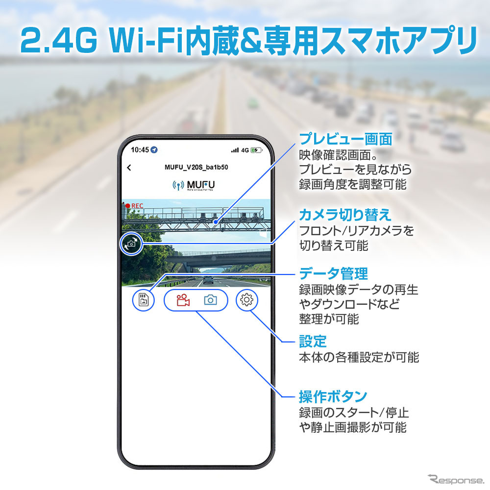 2.4G Wi-Fi内蔵＆専用スマホアプリ