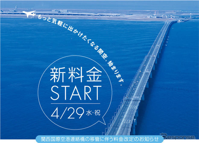 関空連絡橋が値下げ…さらにETC時間帯割引も　4月29日から