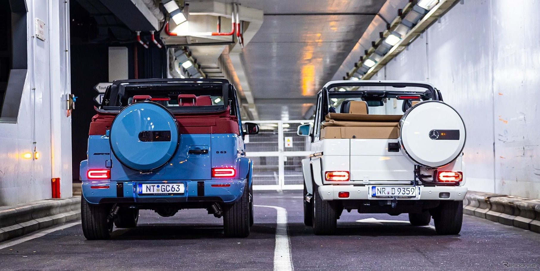 メルセデスAMG G63 ベースのカブリオレ（左）と先代メルセデスベンツ Gクラス・カブリオレ