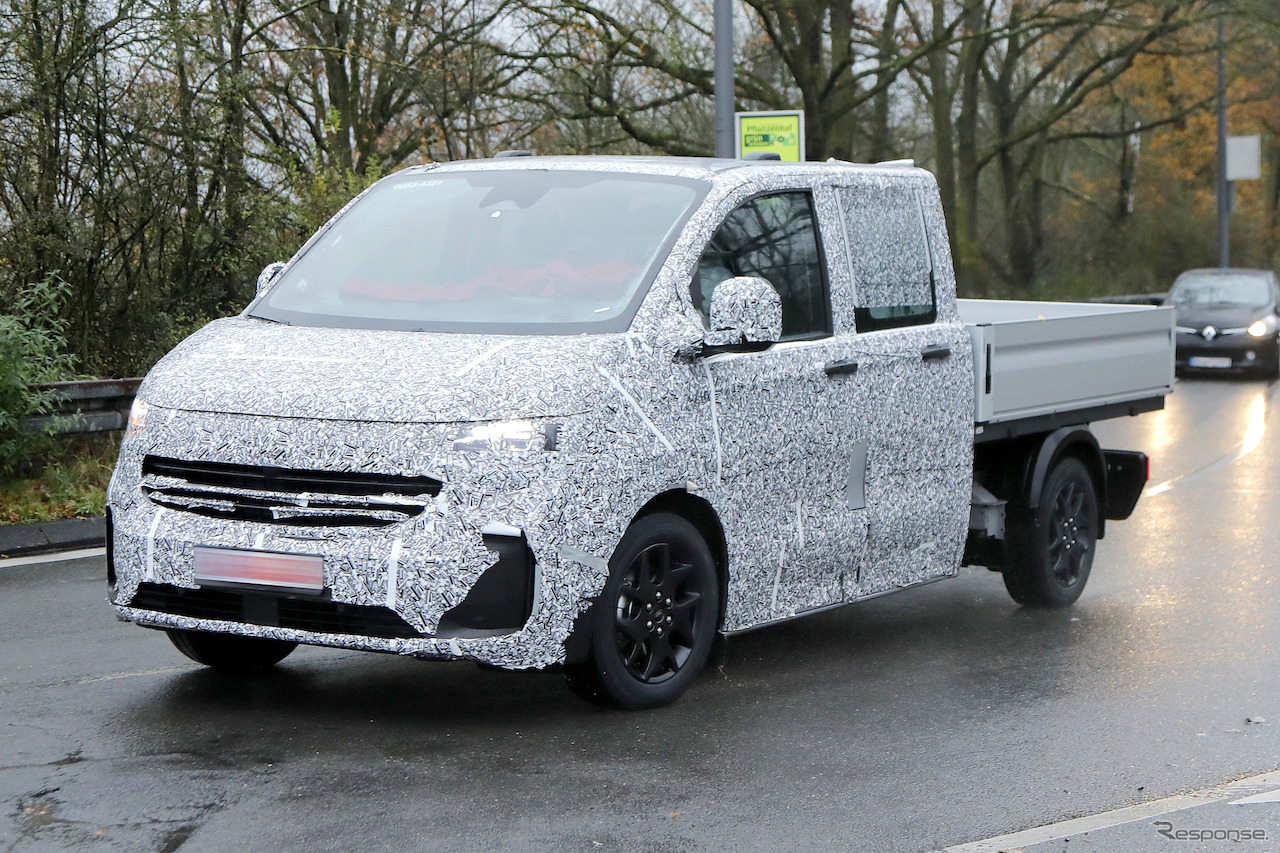 VW トランスポーターT7 ピックアップトラック仕様のプロトタイプ（スクープ写真）