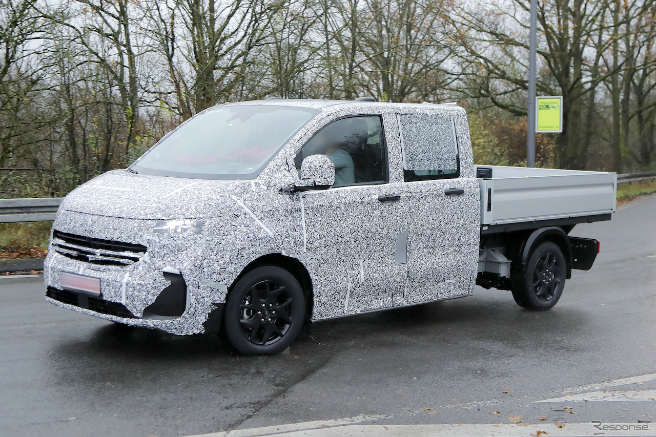VW トランスポーターT7 ピックアップトラック仕様のプロトタイプ（スクープ写真）