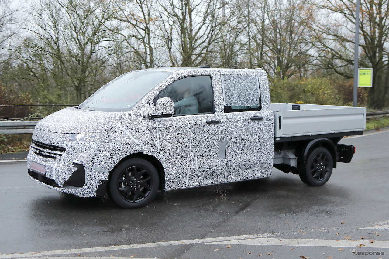 VW トランスポーターT7 ピックアップトラック仕様のプロトタイプ（スクープ写真）