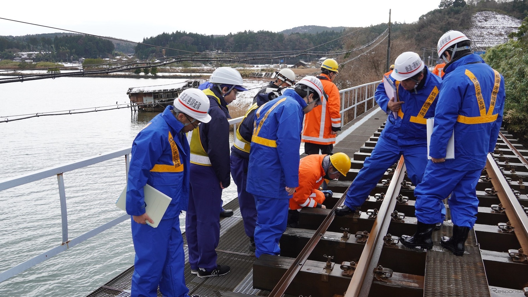 田鶴浜駅～笠志保駅間：橋りょう被災箇所の調査