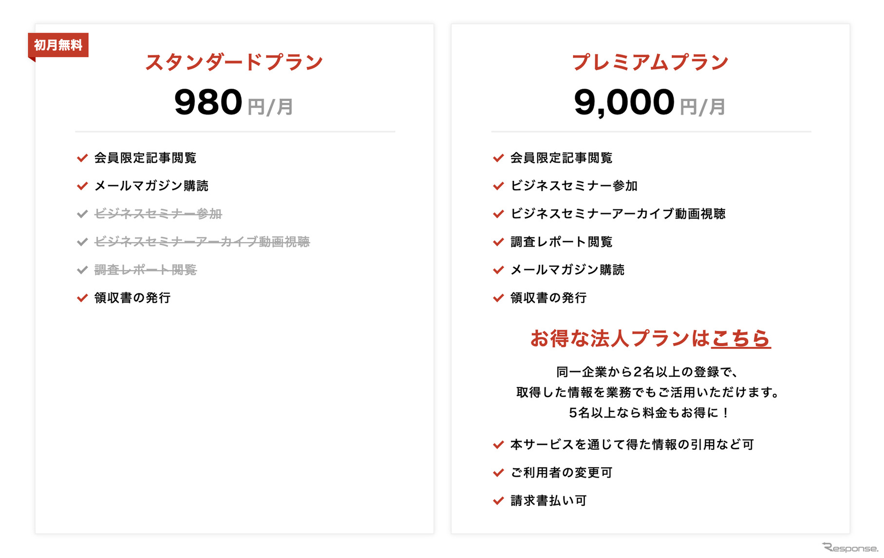 レスポンス ビジネス会員について