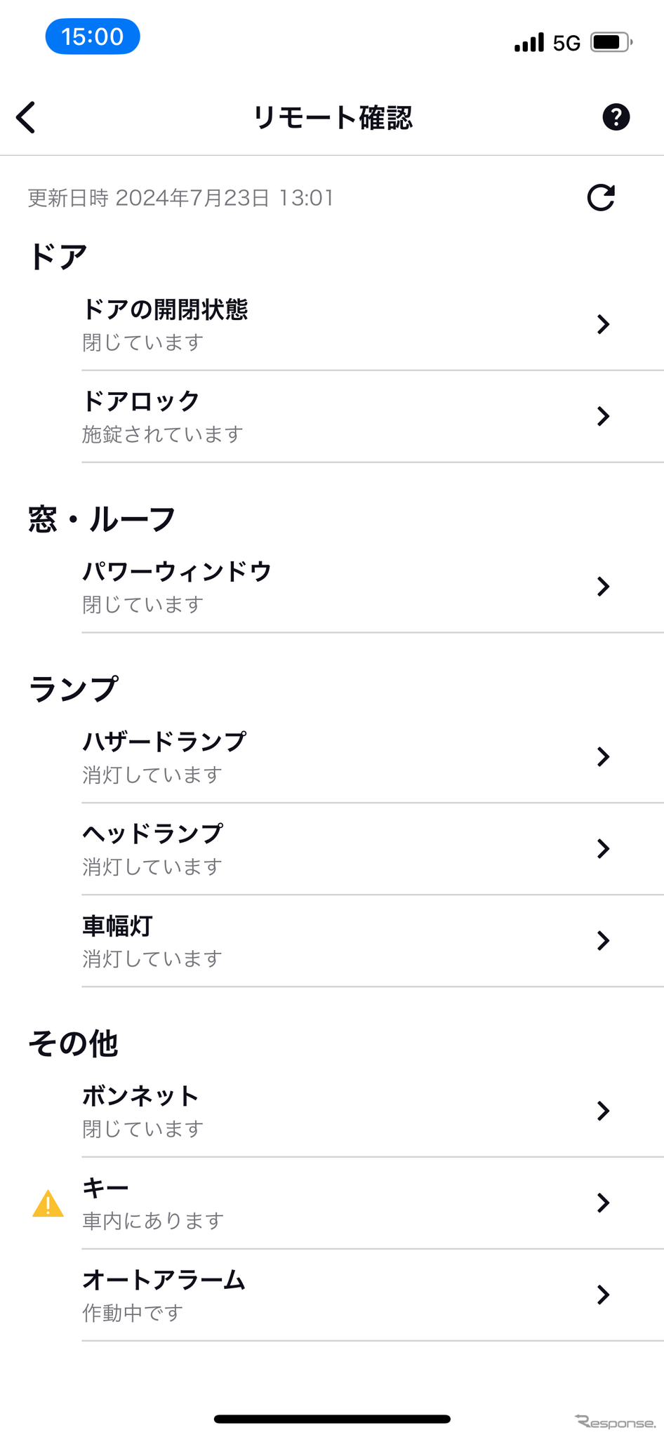 My TOYOTA+アプリで車両の状態を確認することができる