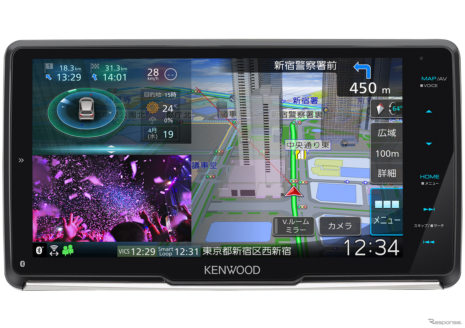 ある程度高性能な「メインユニット内蔵型DSP」が搭載されたAV一体型ナビの一例（ケンウッド・彩速ナビ）。