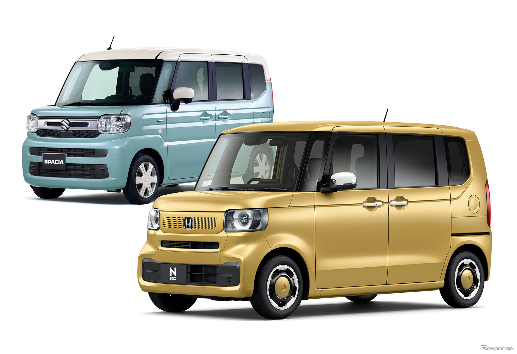 販売1位のホンダ N-BOX（手前）と2位のスズキ スペーシア（奥）