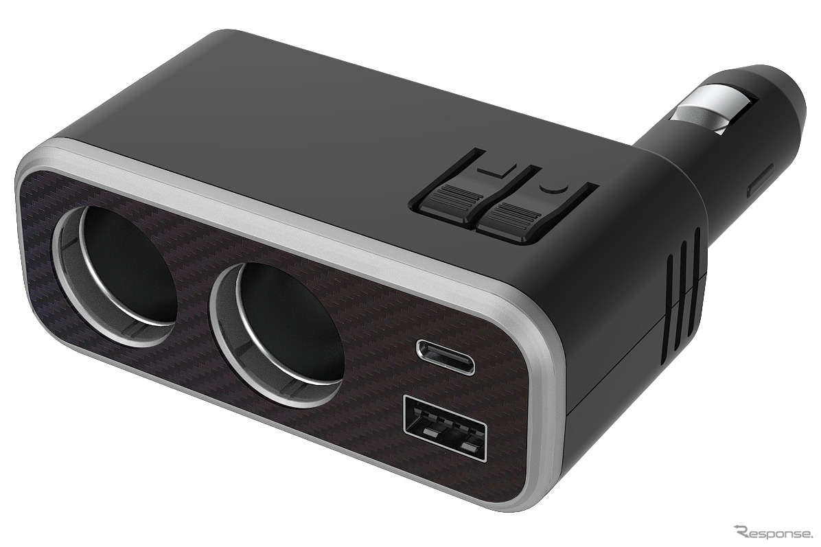 Kashimura・2連ダイレクトソケット PD30W/リバーシブルUSB レインボーライト付き（KX-243）