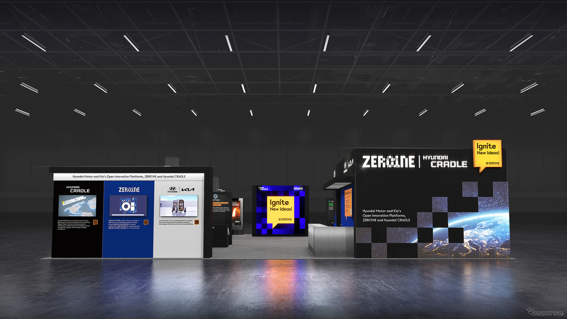 ヒョンデとキアのスタートアップ支援プログラムの「ZER01NE」と「Hyundai CRADLE」のCES2025ブース