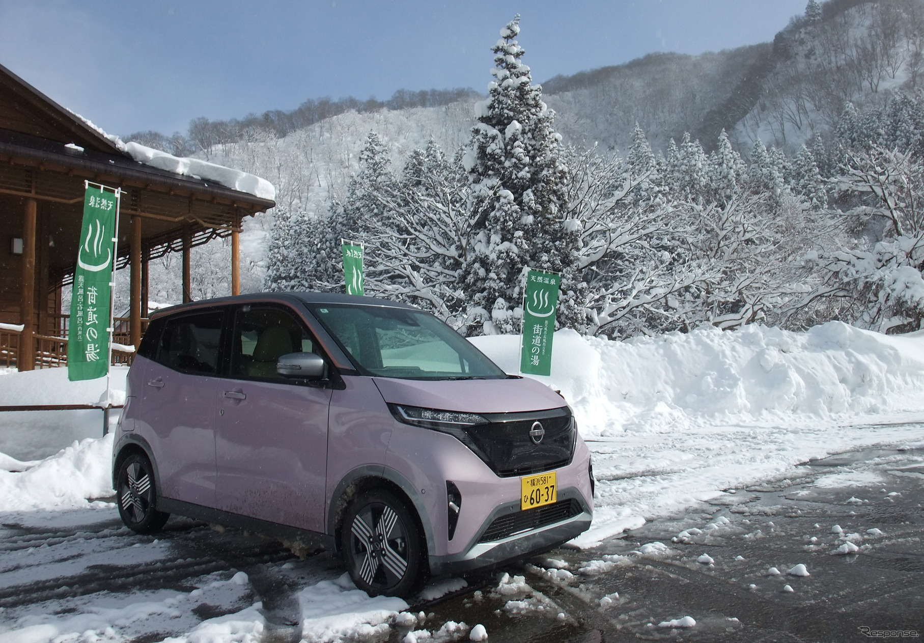 日産 サクラ。新潟の神立高原付近にて。