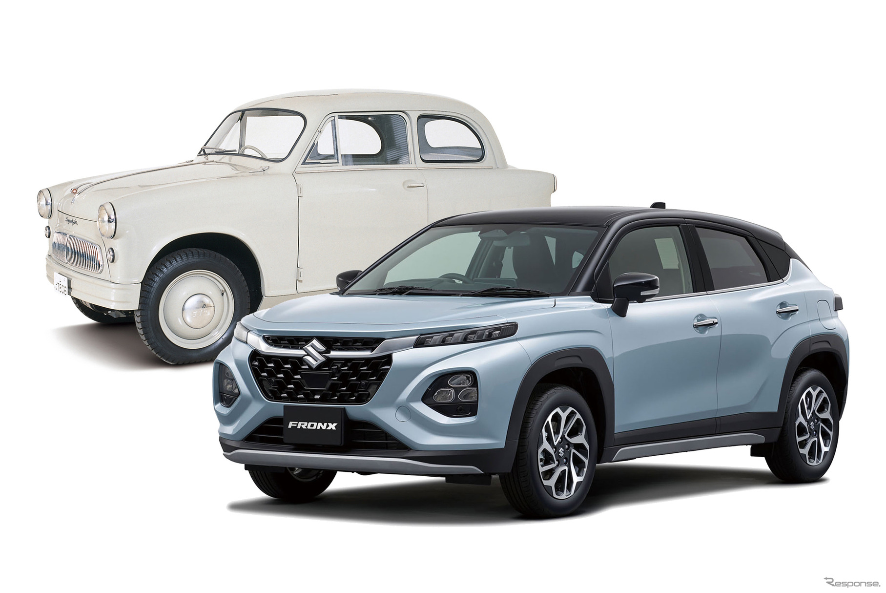 スズキ初の軽四輪車『スズライト』と最新の『フロンクス』