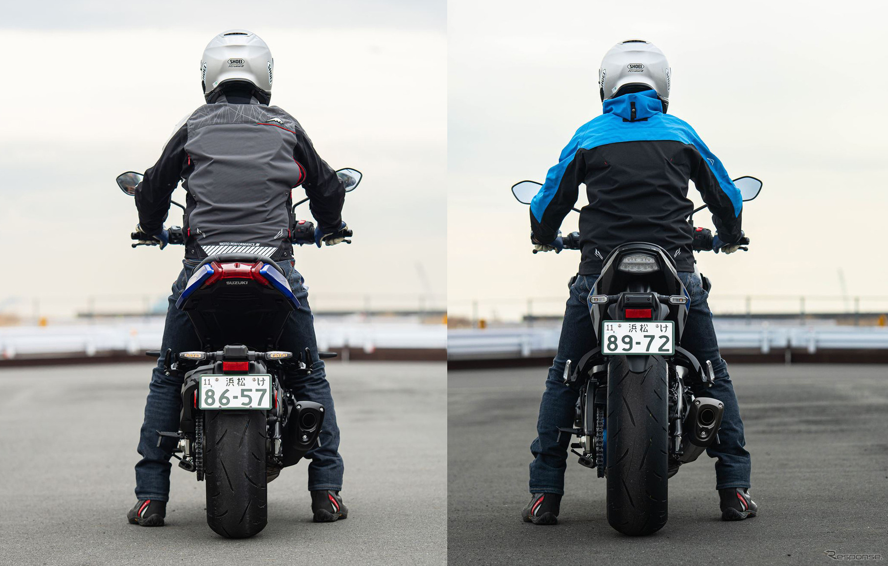 スズキ カタナ（左）とGSX-S1000（右）の足つき