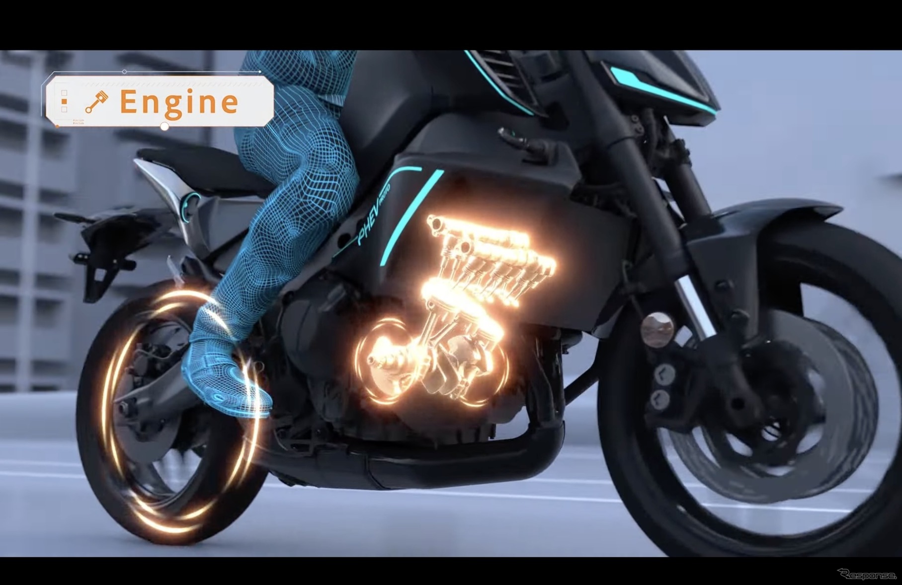 電動技術への新たな挑戦（2）として公開されたヤマハの大型バイク向けプラグインハイブリッド技術