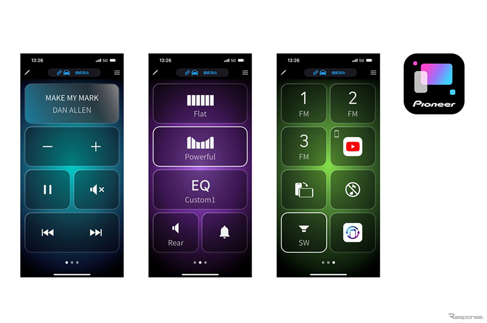 専用アプリ「PxLink」はスマートフォンの最大3ページに操作キーの配置が可能