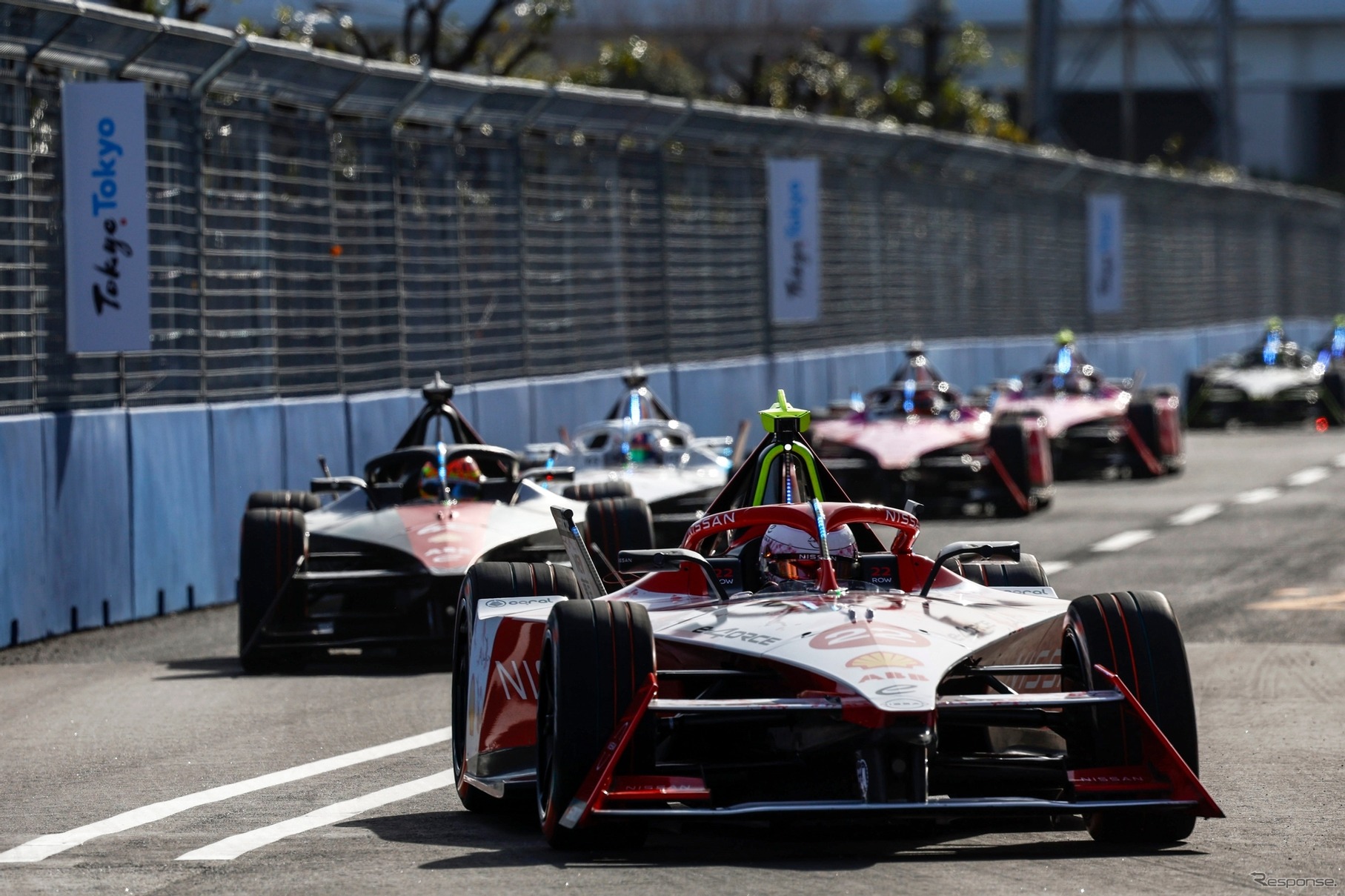 ターン16への進入。東京 E Prix 2024では左右左のシケインだった（東京 E Prix 2024）　(c) Formula E