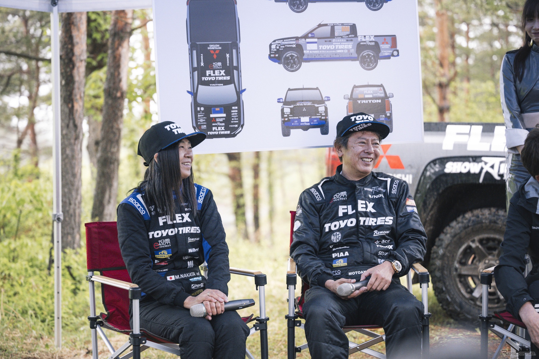 FLEX SHOW AIKAWA Racing with TOYO TIRES ドライバー 山崎元彰選手（右）コドライバーの中田昌美選手（左）