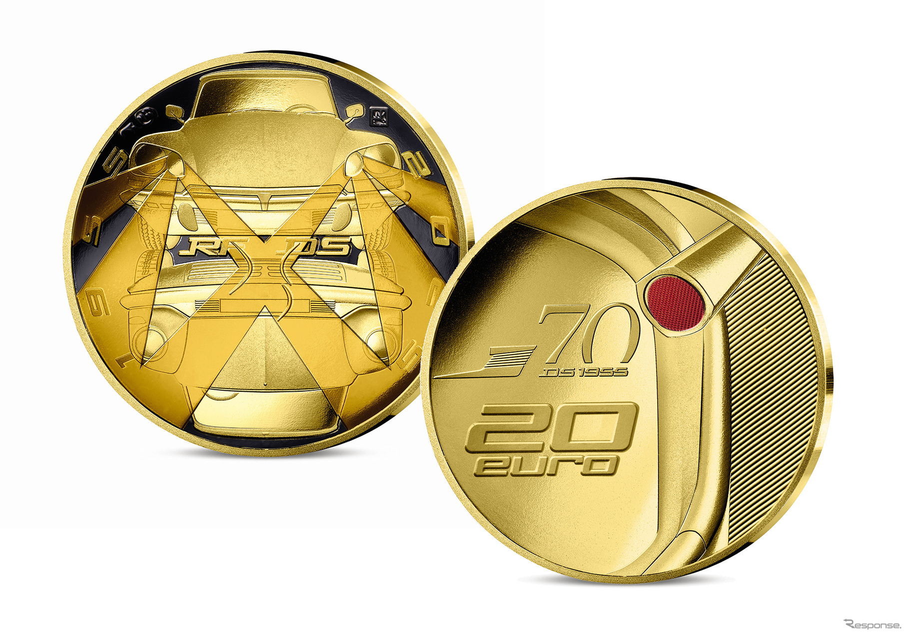 DSの誕生70周年を記念した限定コインコレクション。写真は20ユーロ金貨