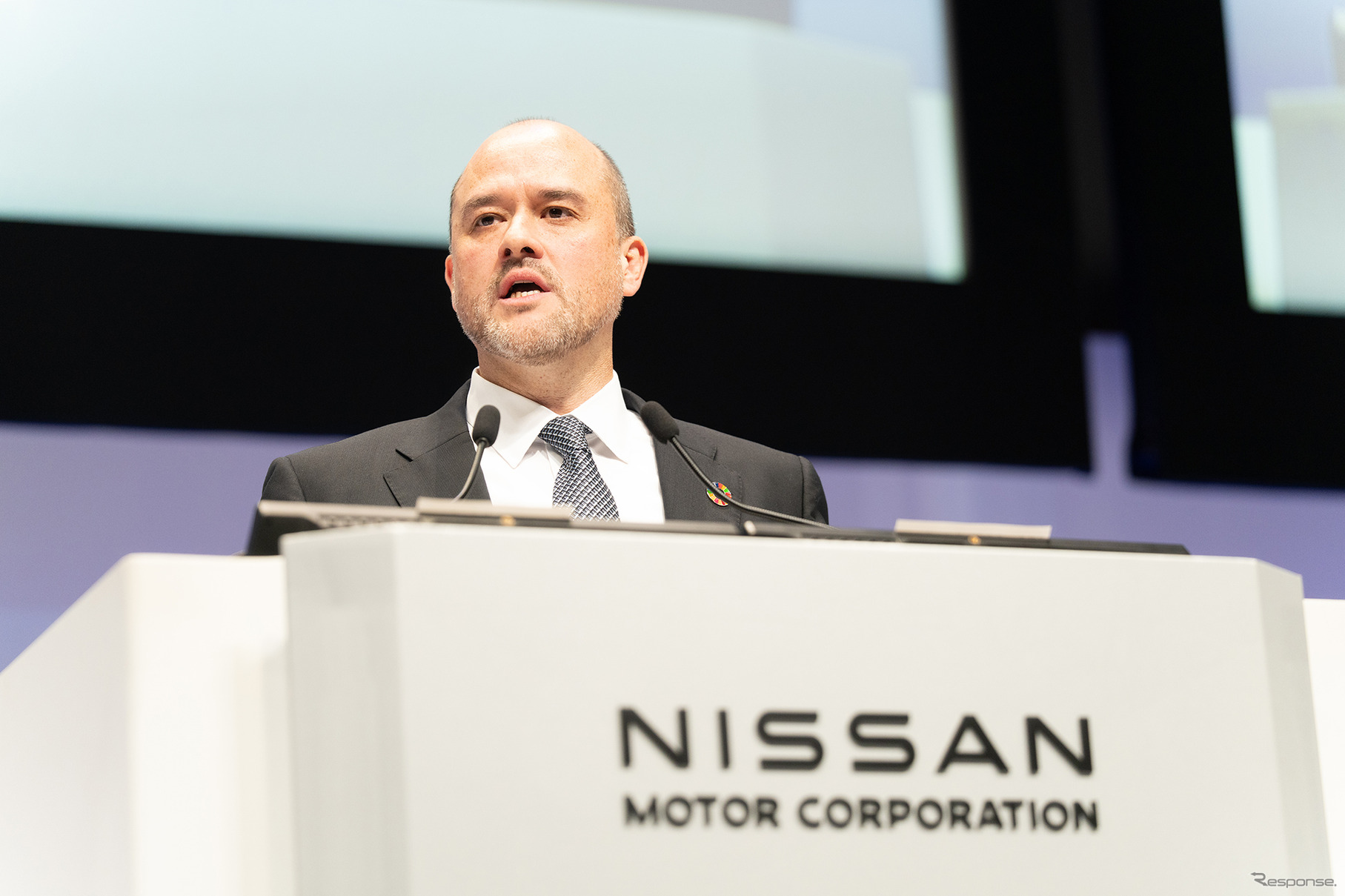 日産自動車が24日に開催した株主総会。写真はイヴァン・エスピノーサCEO