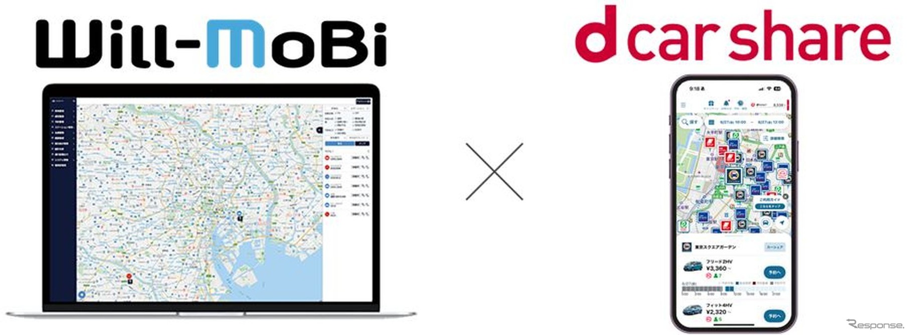 Will Smartの「Will-MoBi」のカーシェアリング機能とNTTドコモのカーシェア・レンタカー統合プラットフォーム「dカーシェア」が連携