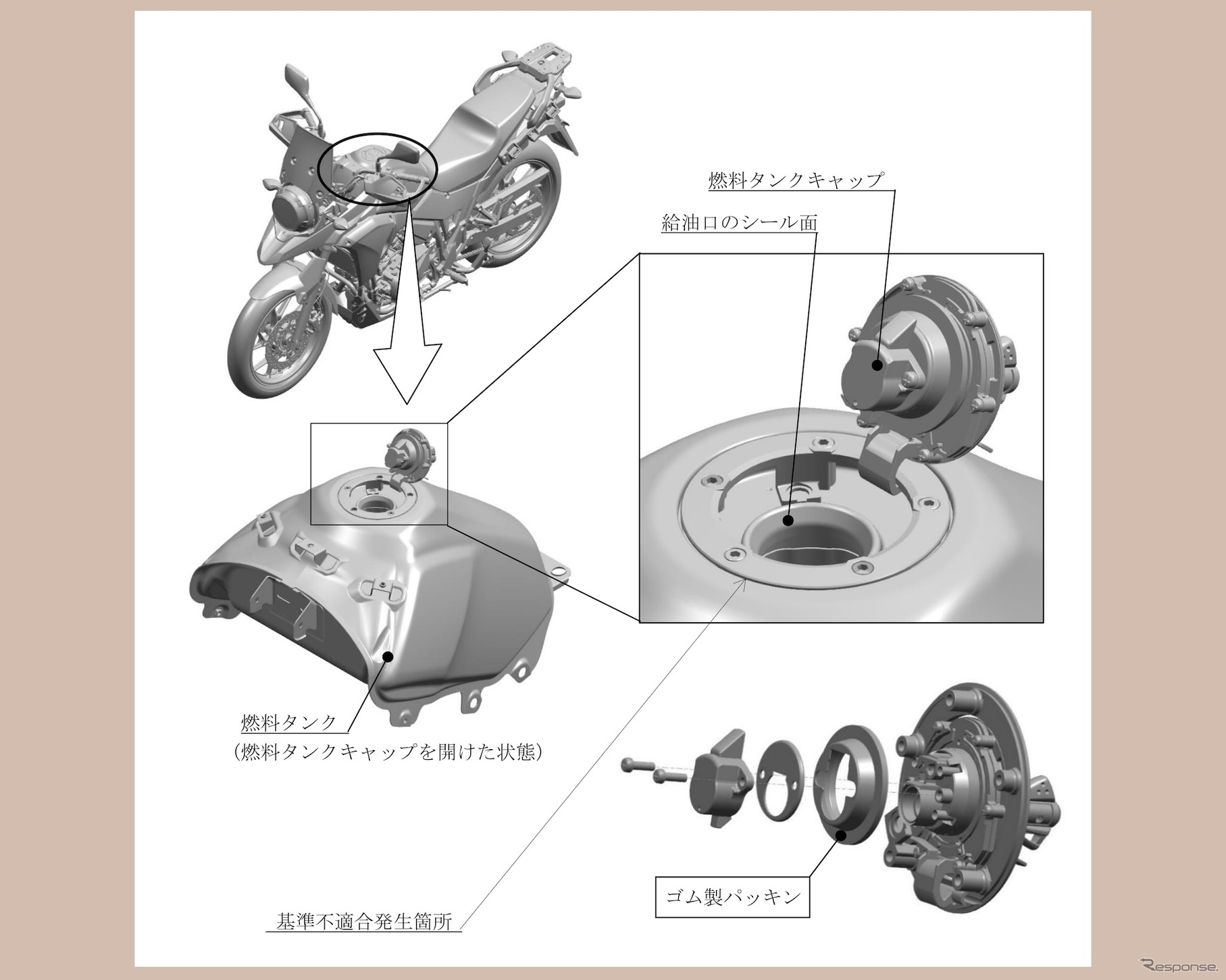 スズキ『Vストローム250』と『GSX250R』の計420台をリコール、燃料タンクキャップの気密性が不良