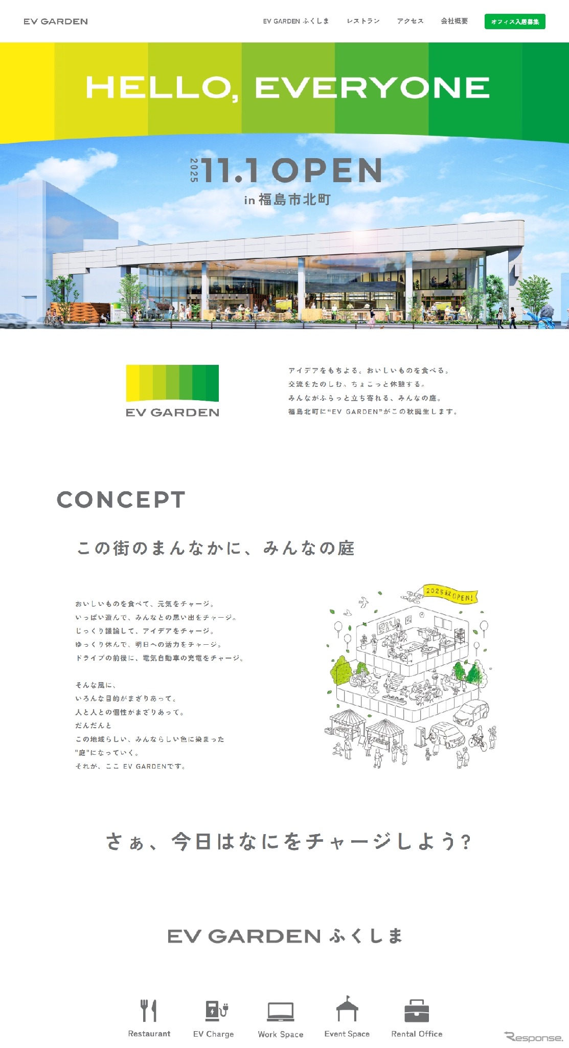 「EV GARDEN ふくしま」のティザーサイト