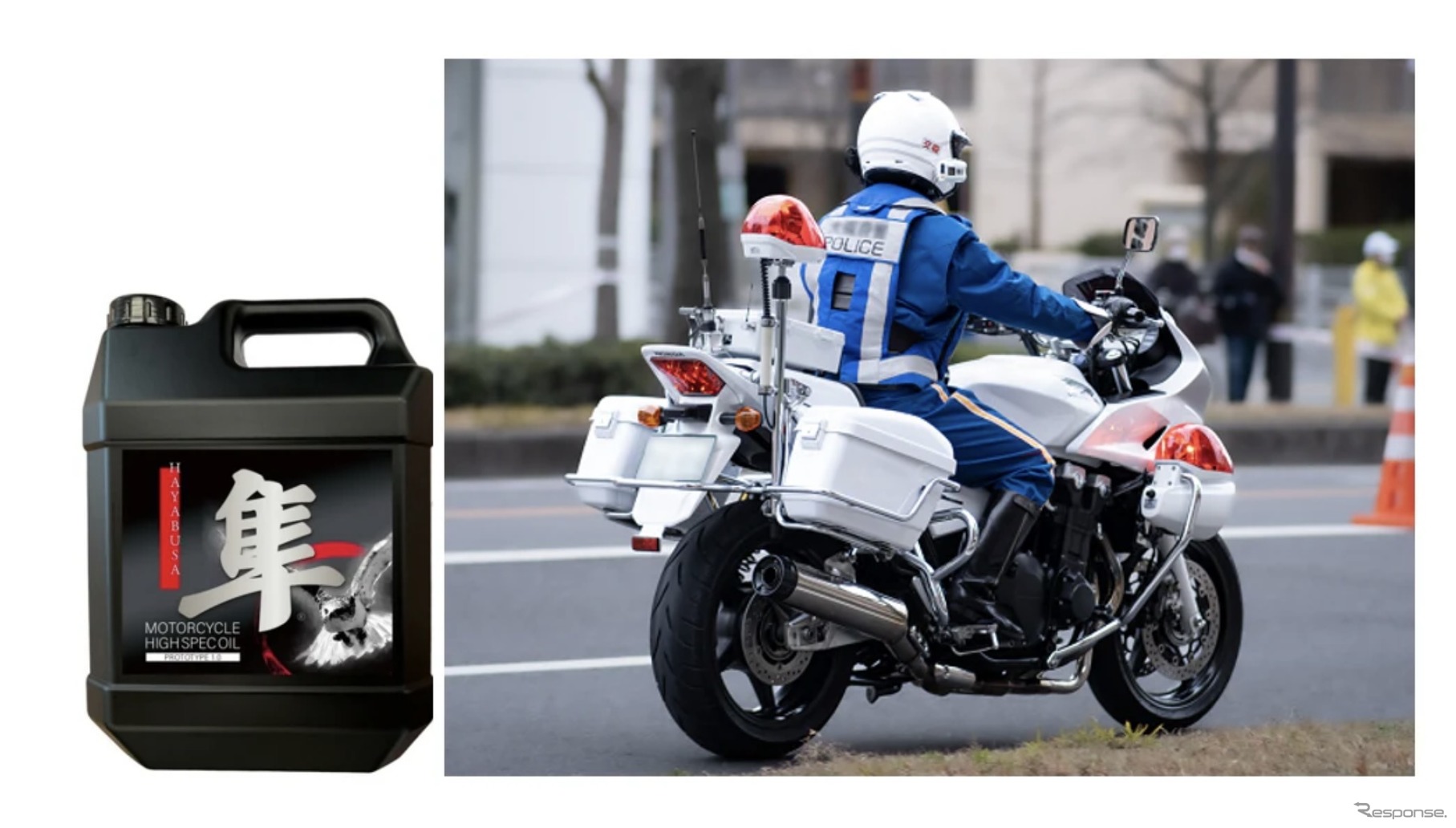 大阪府警の白バイにヨロストが開発・販売するバイク専用エンジンオイル「隼オイル」が採用
