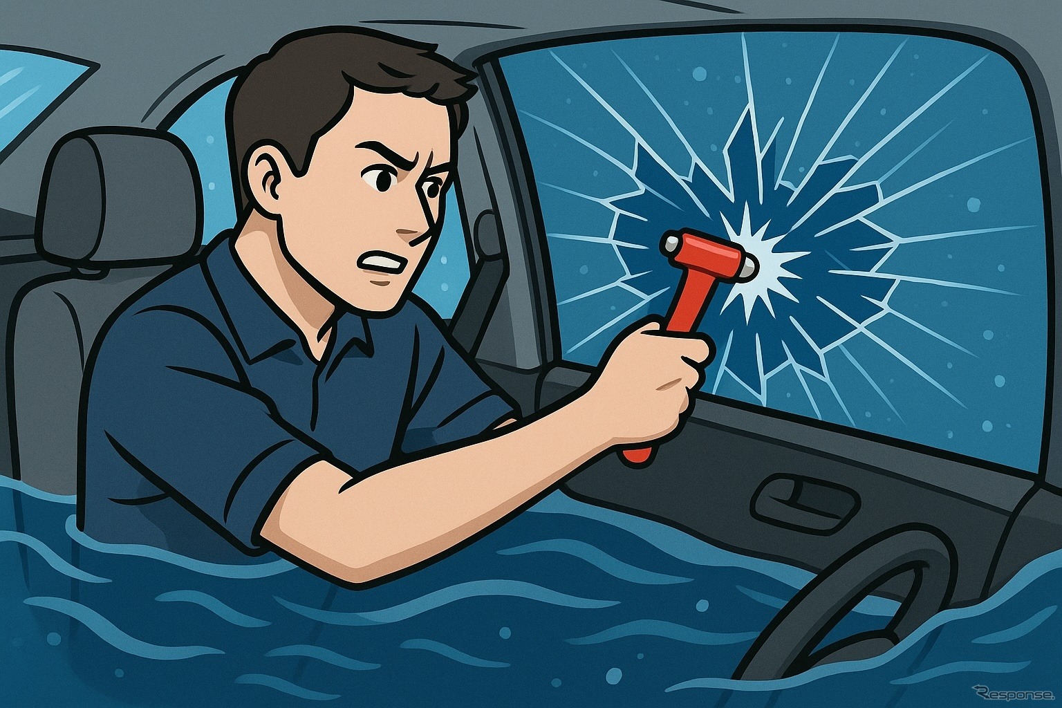 ハンマーでガラスをわる