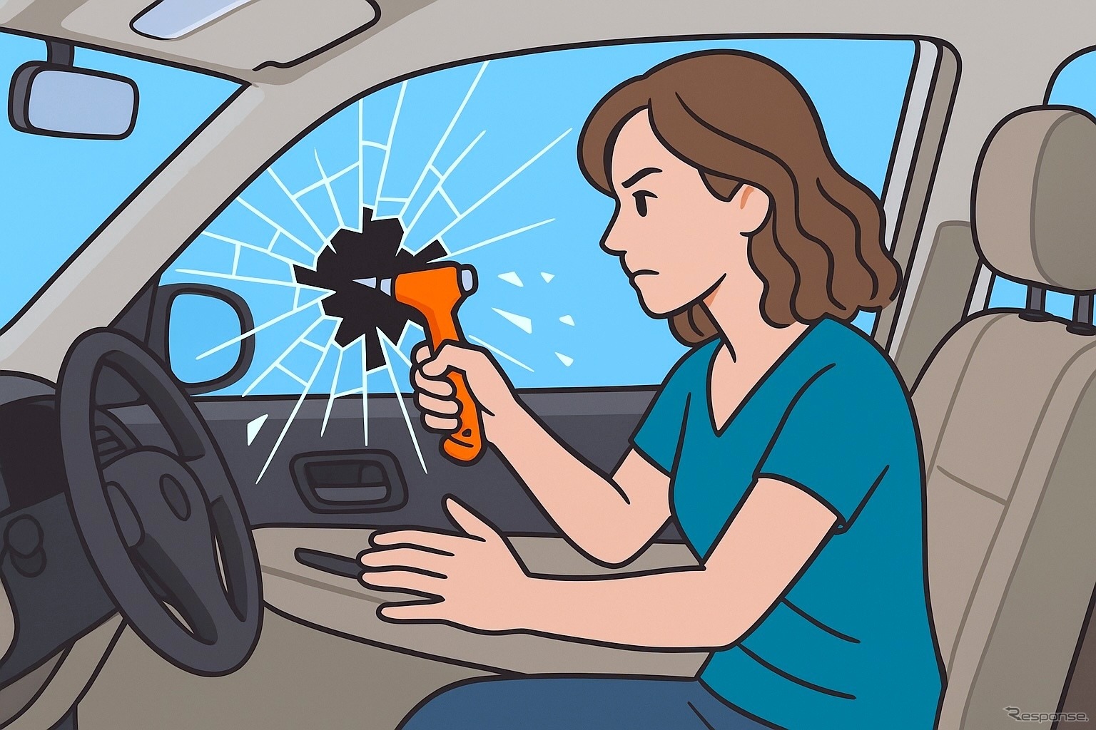 ハンマーでガラスをわる