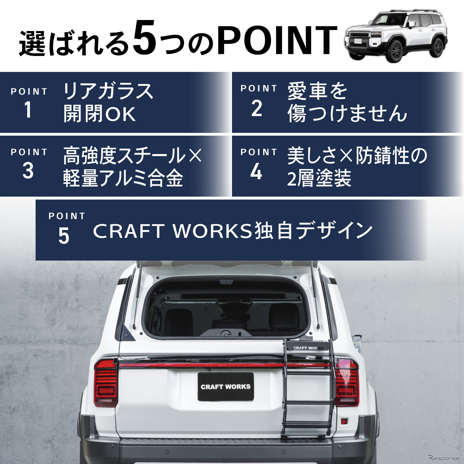 『ランドクルーザー250』専用「ラギッドリアラダー（ハーフリアラダー）」