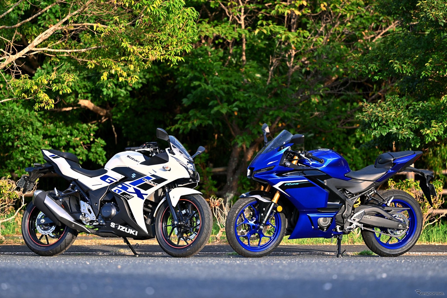 スズキ GSX250R（左）とヤマハ YZF-R25（右）
