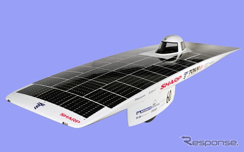 シャープ、ソーラーカーレースで東海大学チームに太陽電池を供給