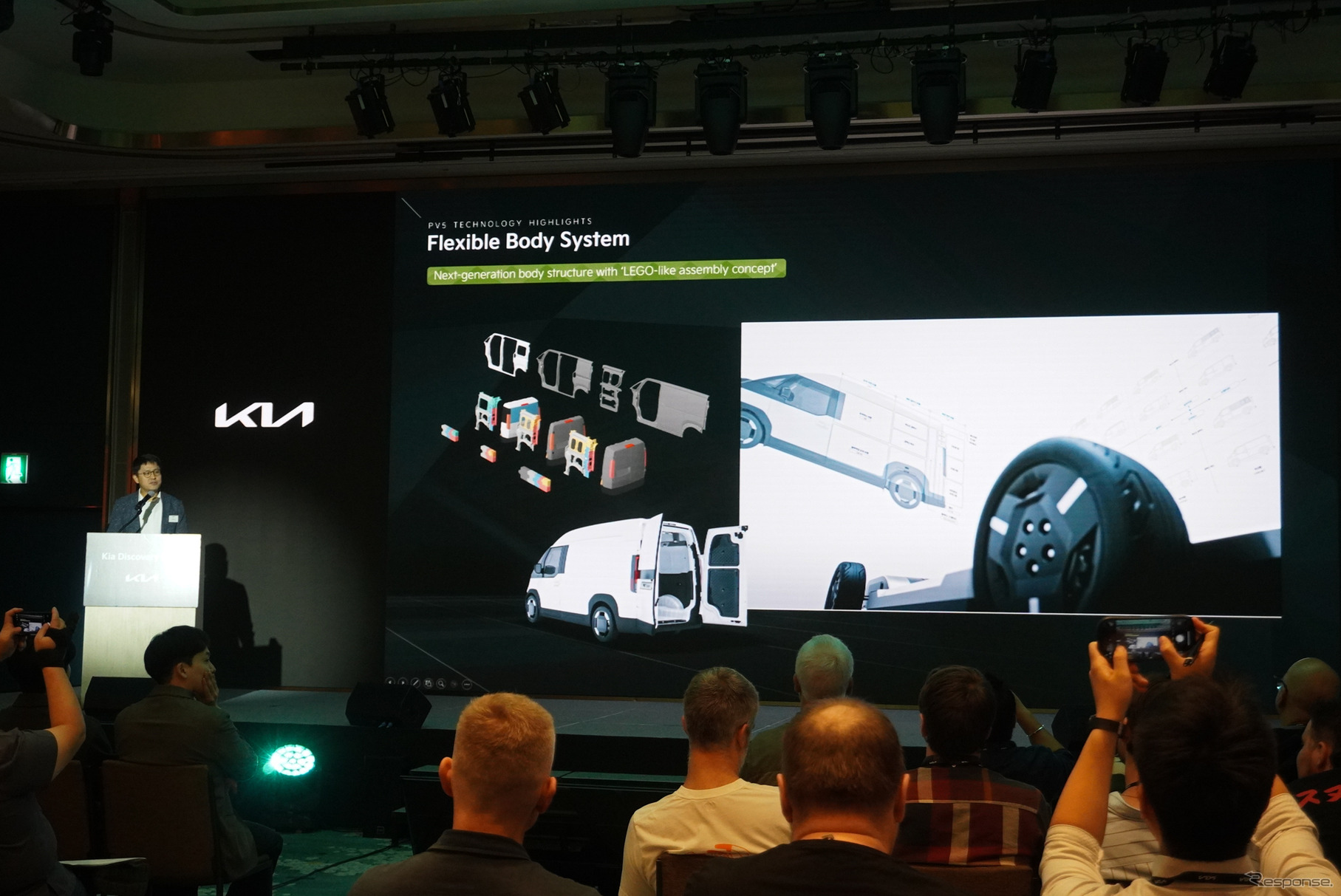 キア PV5のフレキシブルボディシステム。レゴのように車体を組み合わせる。